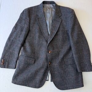Vintage Christopher Brooks 100% Wool Blazer 44R Windowpane Plaid USA Made